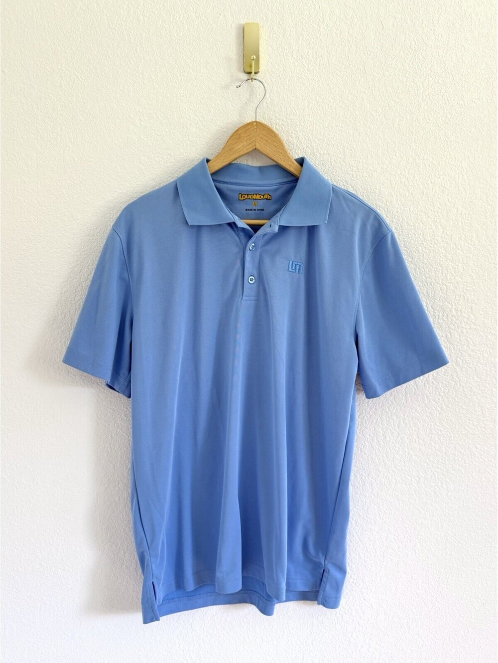 Loudmouth Blue Golf Polo Shirt Short Sleeve Button Up Men’s Medium Polyester